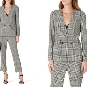 BLAZER: Club Monaco Collarless Houndstooth Doublebreasted Blazer
